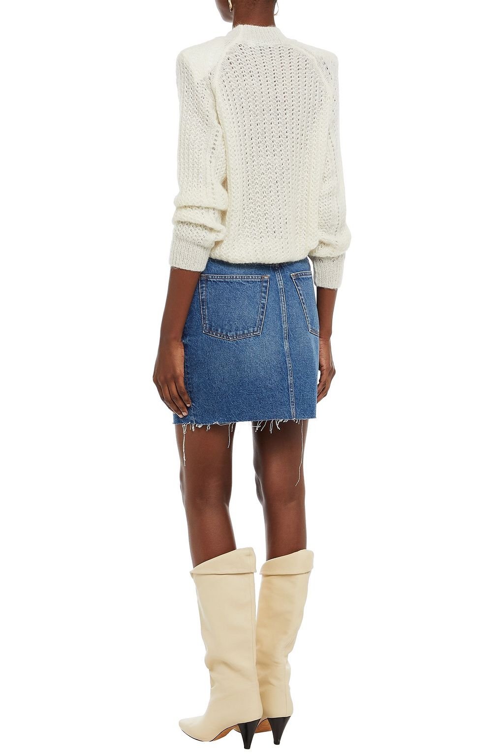 IRO Faded denim mini skirt