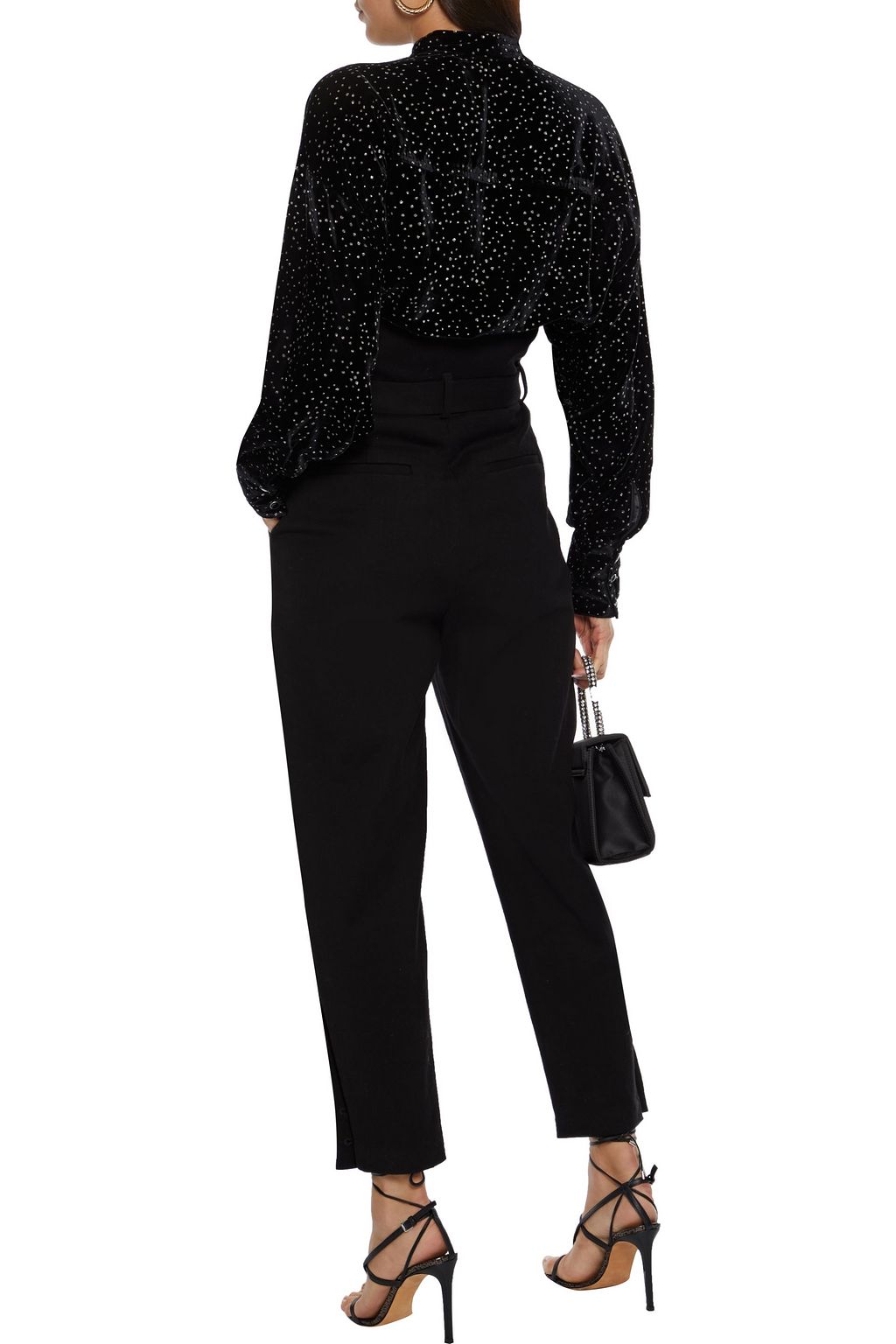 IRO Tepita lace-up glittered velvet top