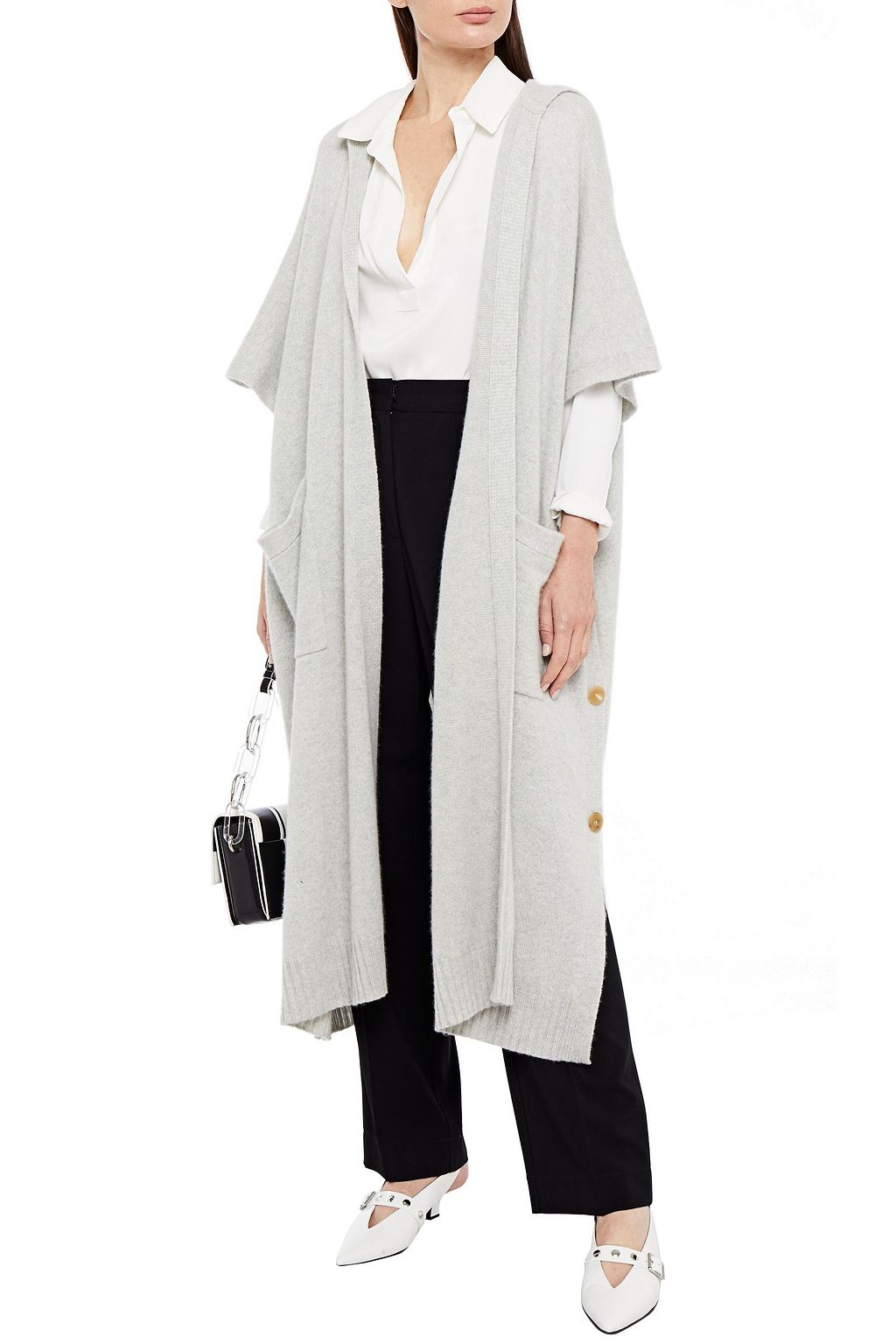 ROSETTA GETTY Mélange cashmere hooded cardigan