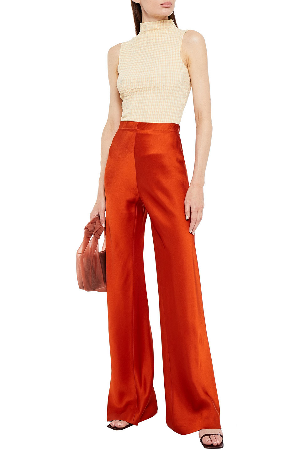  Rosetta Getty - Satin-crepe Wide-leg Pants - Metallic - Us 8 