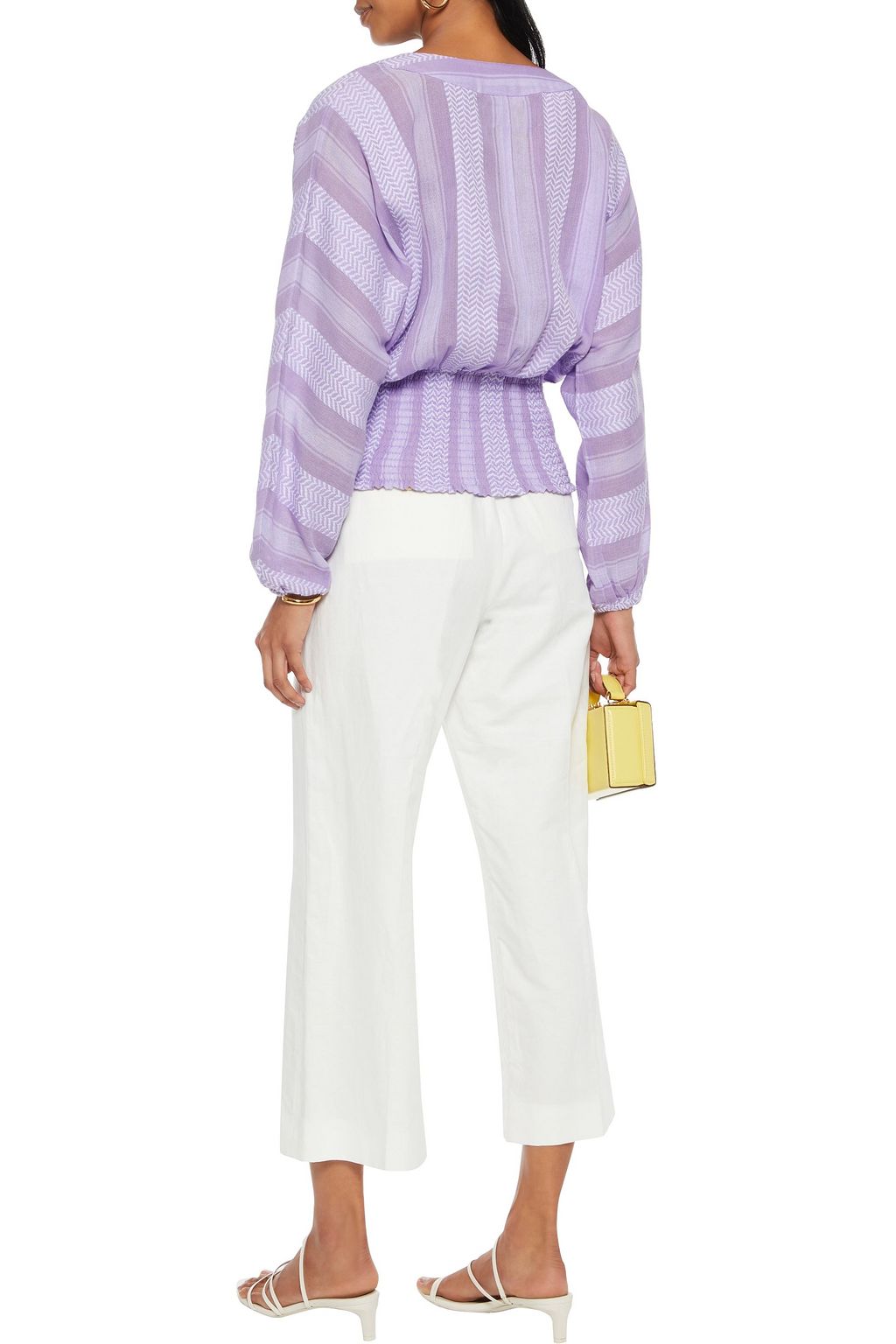 SUMMERY COPENHAGEN Emily shirred cotton-jacquard blouse
