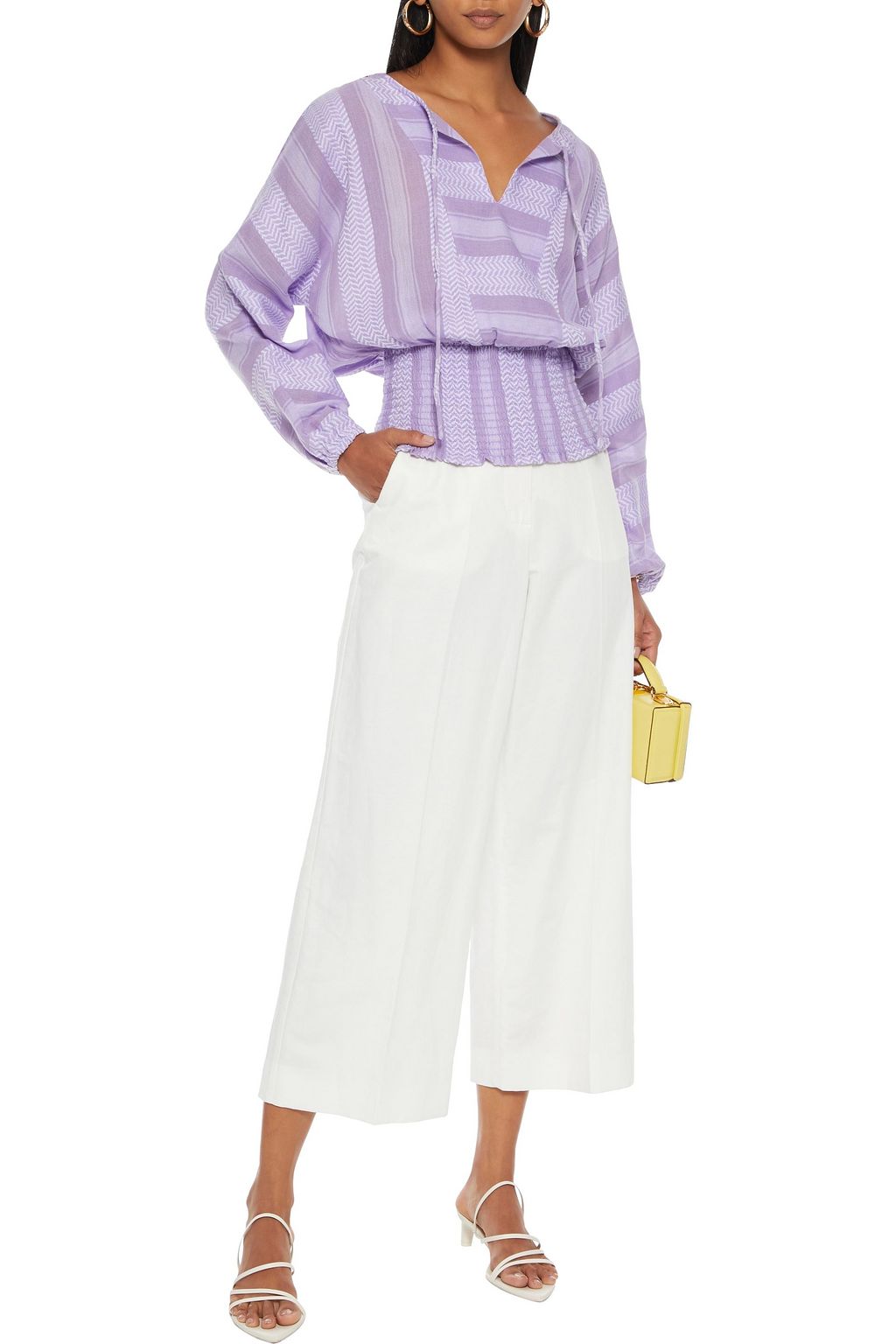 SUMMERY COPENHAGEN Emily shirred cotton-jacquard blouse