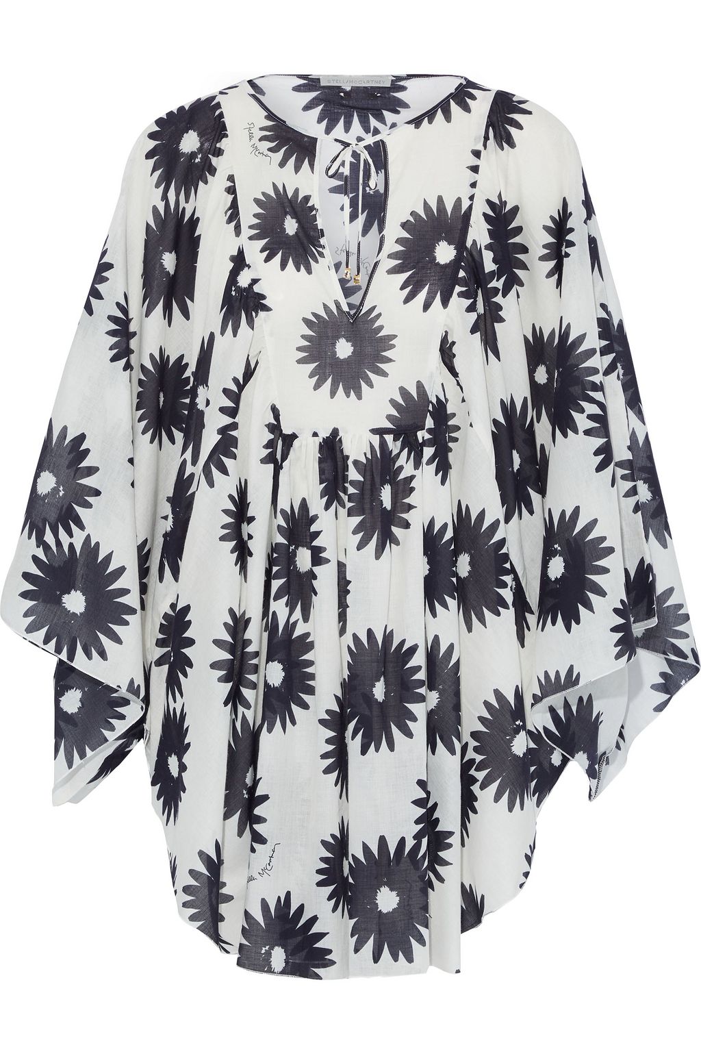 STELLA MCCARTNEY Linda gathered floral-print cotton-gauze coverup ...