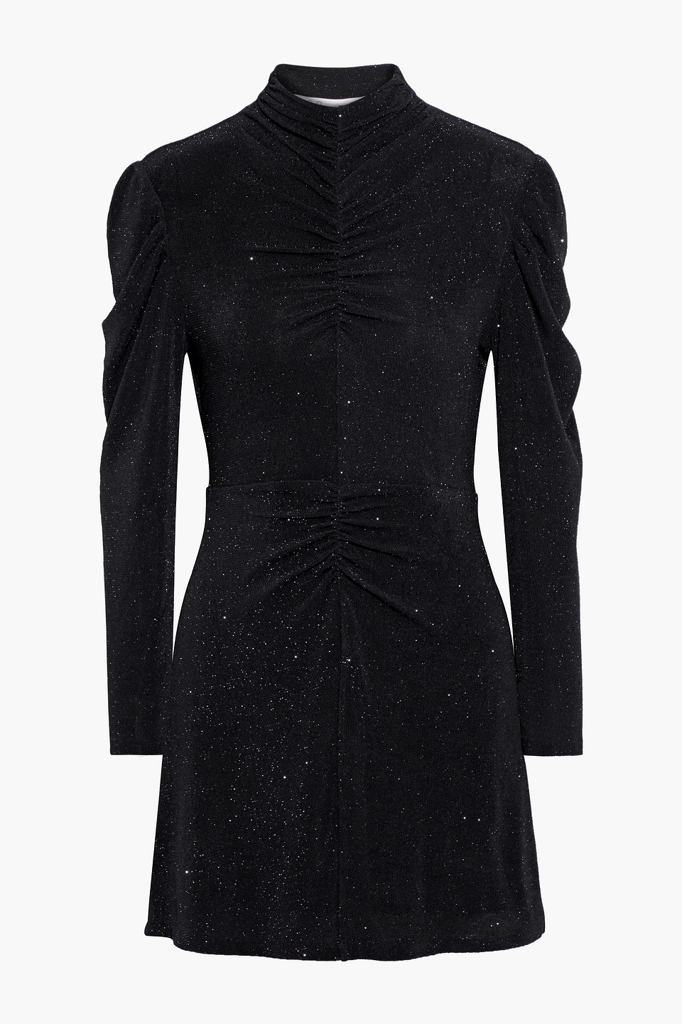 iro - hasti ruched metallic stretch-knit mini dress - black - fr 40