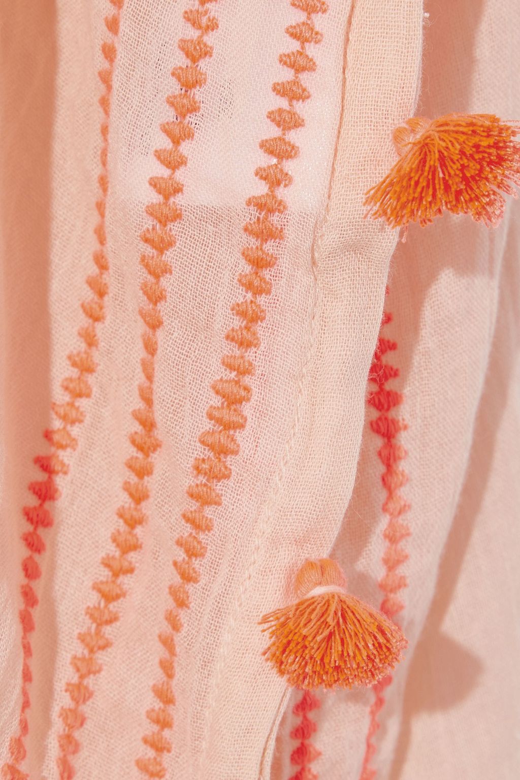 SEAFOLLY Belted tassel-trimmed crinkled cotton-gauze kaftan