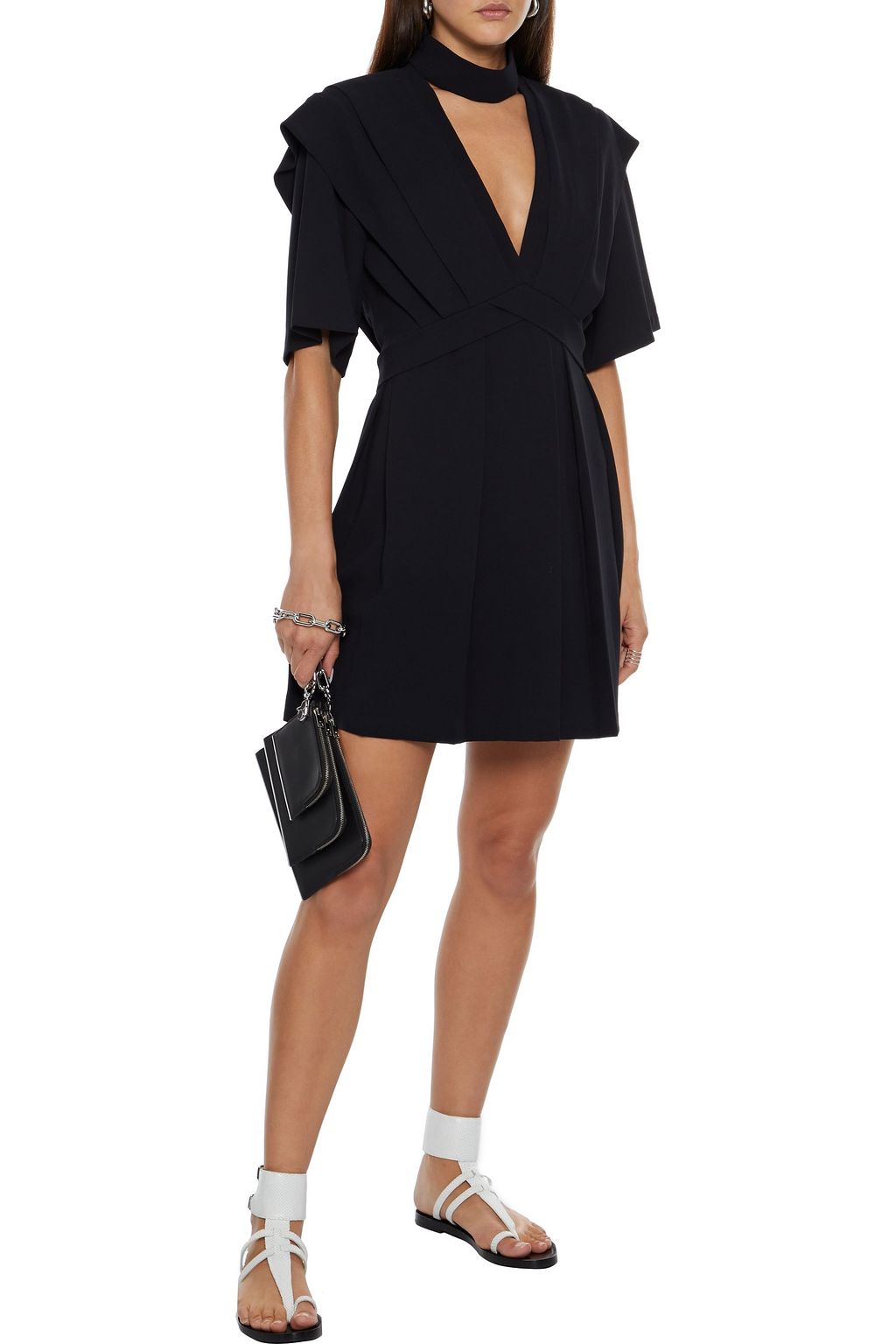 IRO Didje cutout pleated crepe mini dress