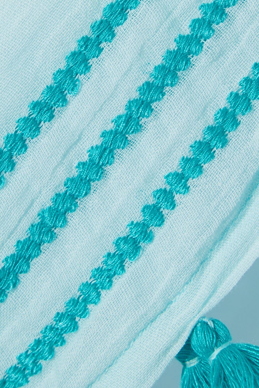 SEAFOLLY Tasseled embroidered cottongauze kaftan THE