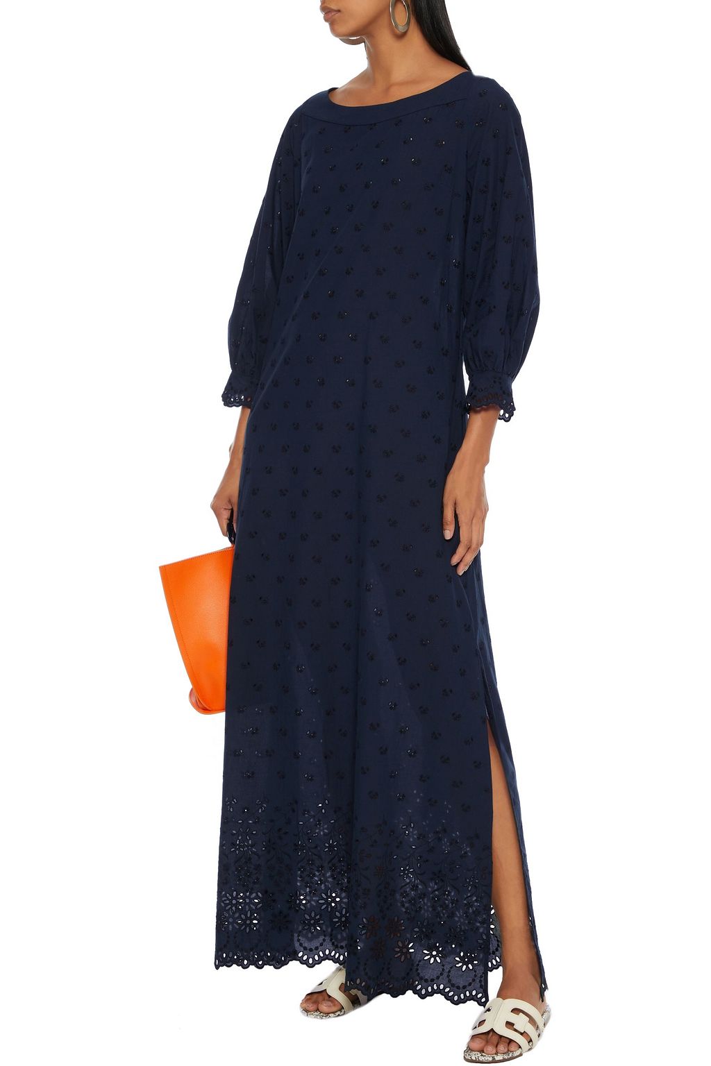 I.D. SARRIERI Broderie anglaise cotton maxi dress