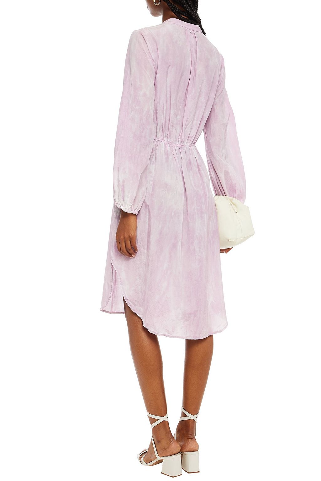 RAQUEL ALLEGRA Tie-dyed gathered cotton and silk-blend cady midi dress