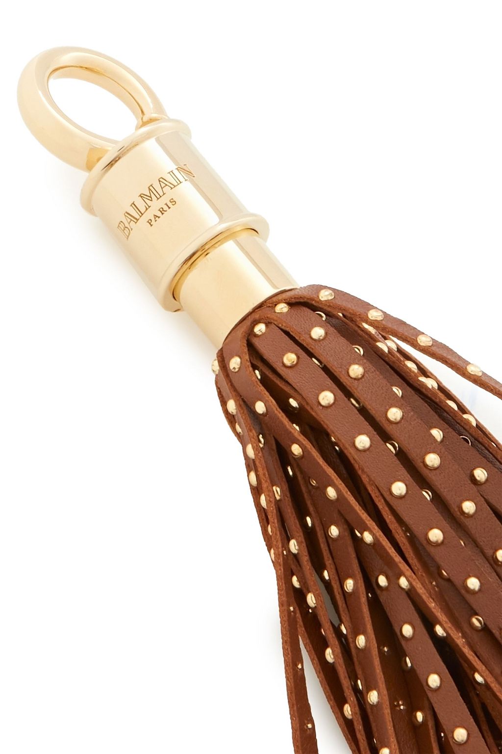 BALMAIN Tasseled studded leather keychain