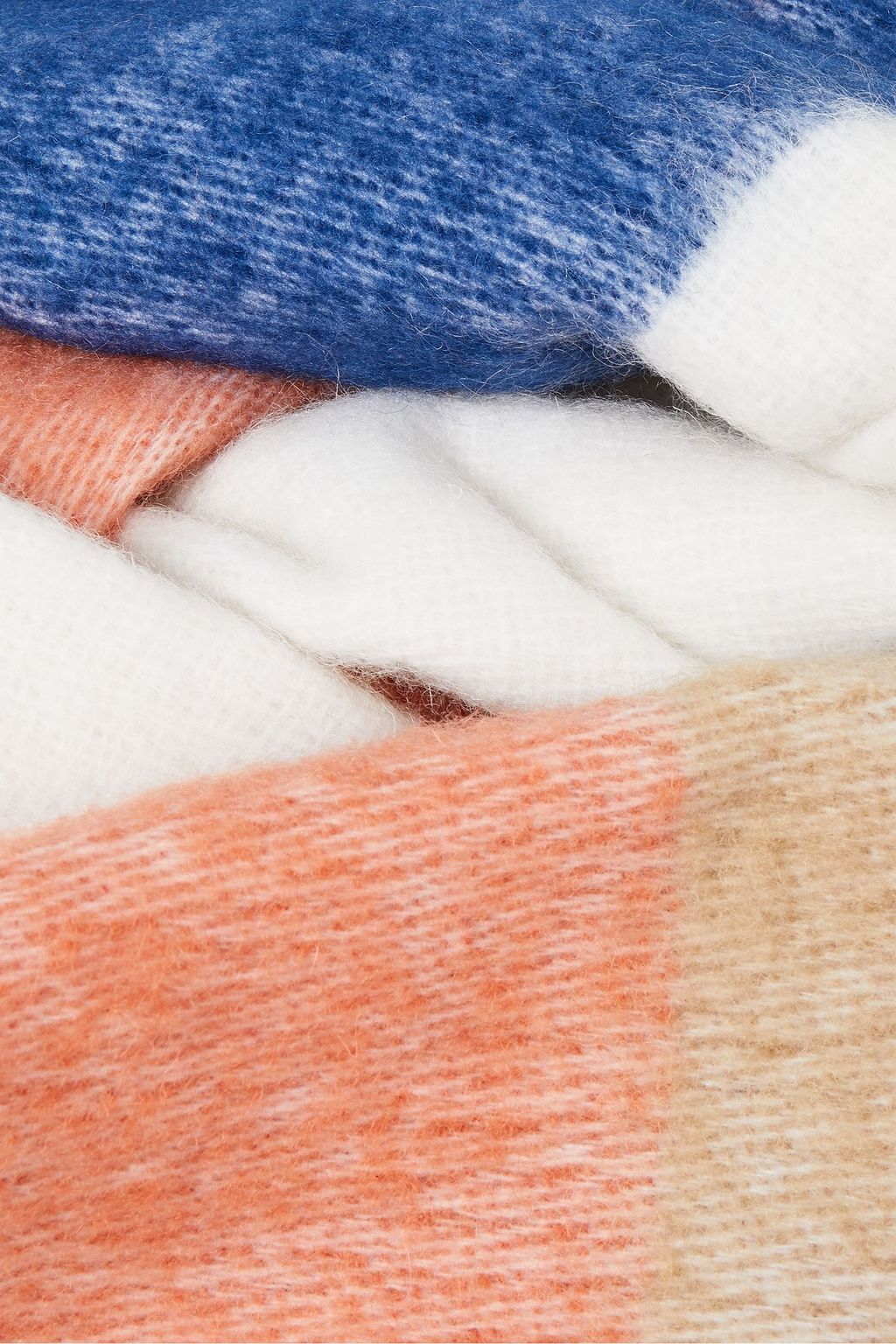 IRO Fringed color-block brushed wool-blend scarf