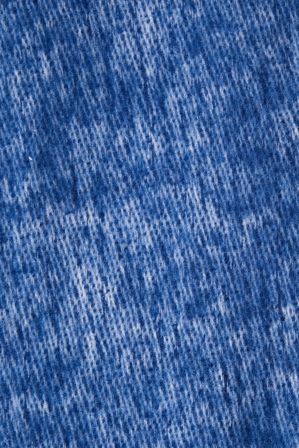 IRO Fringed color-block brushed wool-blend scarf