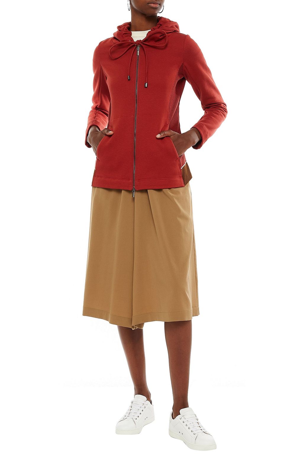 GENTRYPORTOFINO Ribbed knit-paneled cotton-fleece hoodie