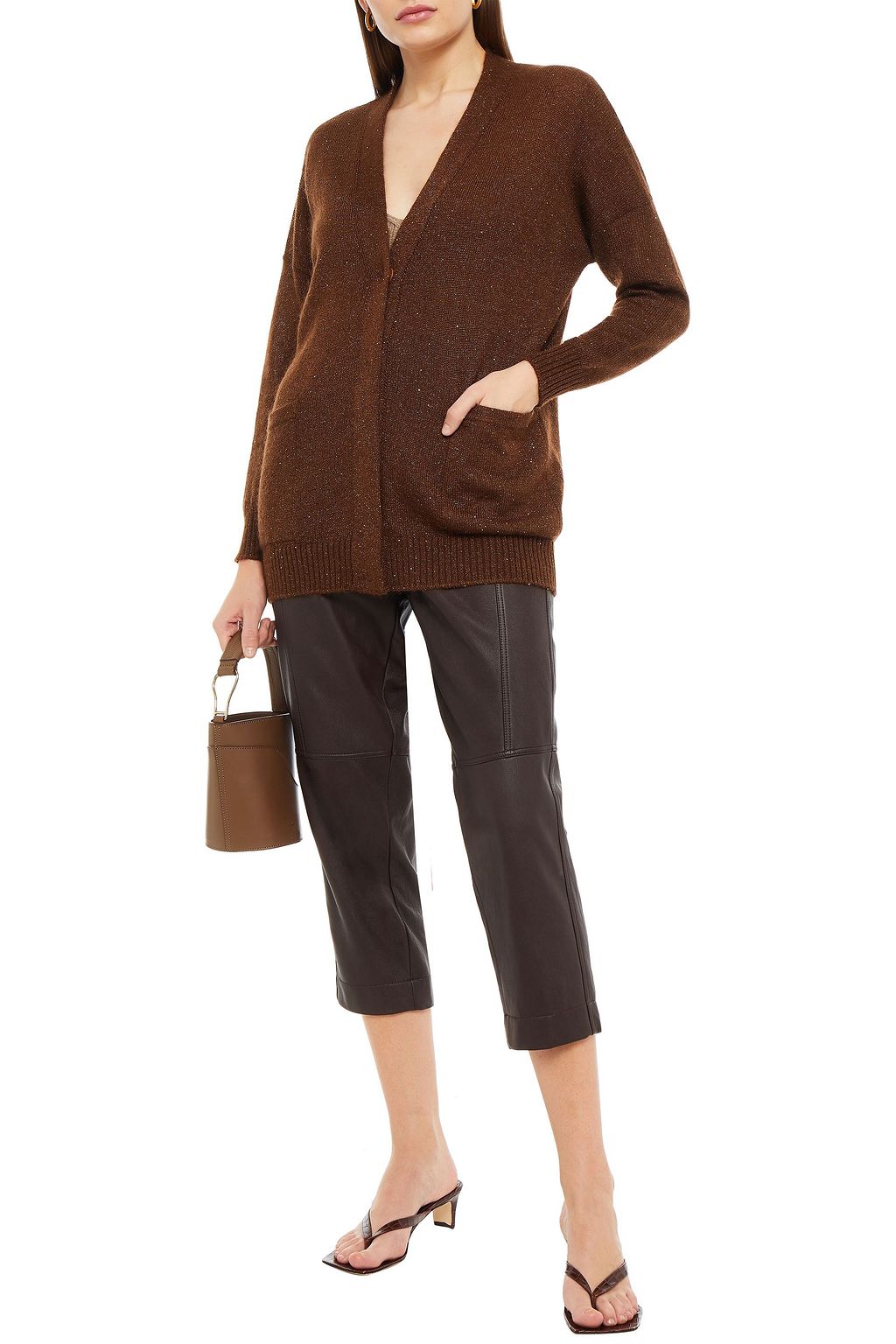 GENTRYPORTOFINO Sequin-embellished metallic wool-blend cardigan