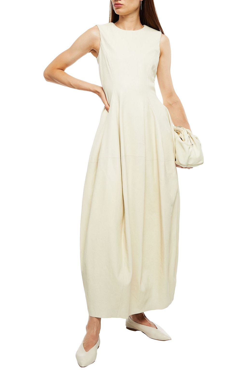 GENTRYPORTOFINO Gathered textured-leather maxi dress