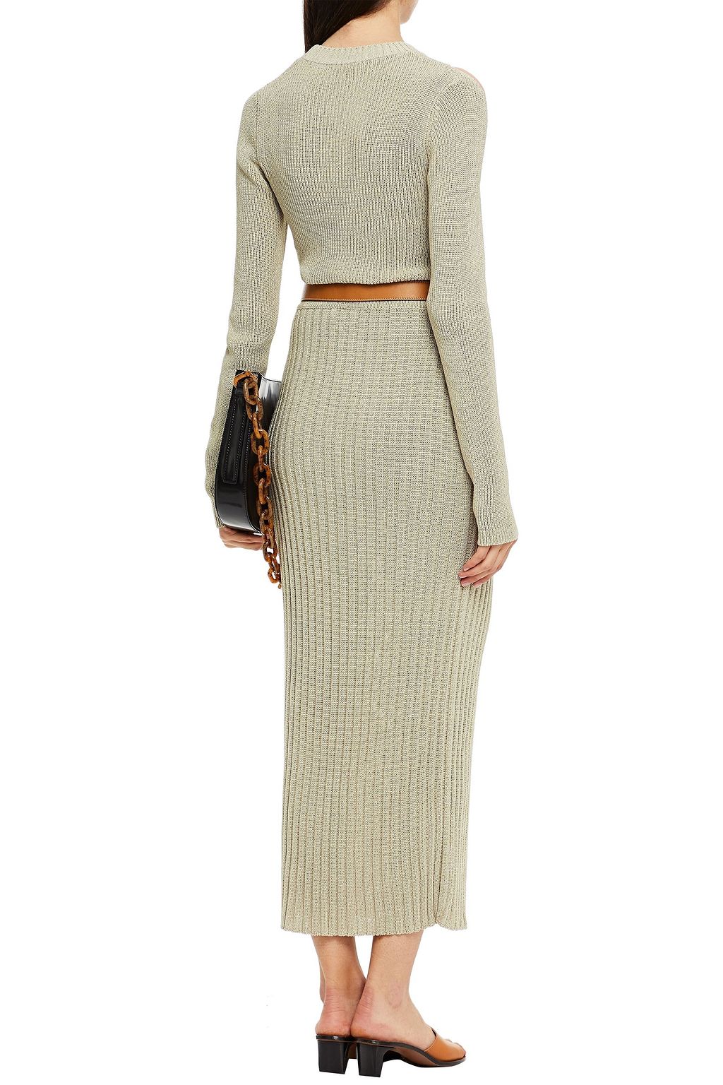 SEE BY CHLOÉ Split-front ribbed-knit midi pencil skirt
