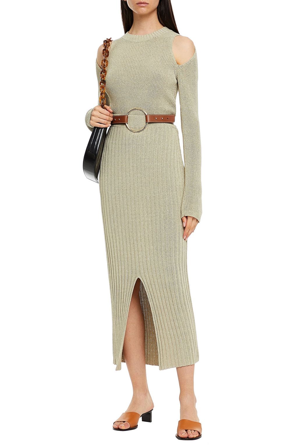 SEE BY CHLOÉ Split-front ribbed-knit midi pencil skirt