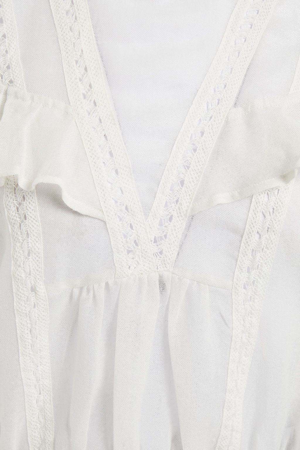 IRO Hysteria macrame-trimmed ruffled gauze blouse