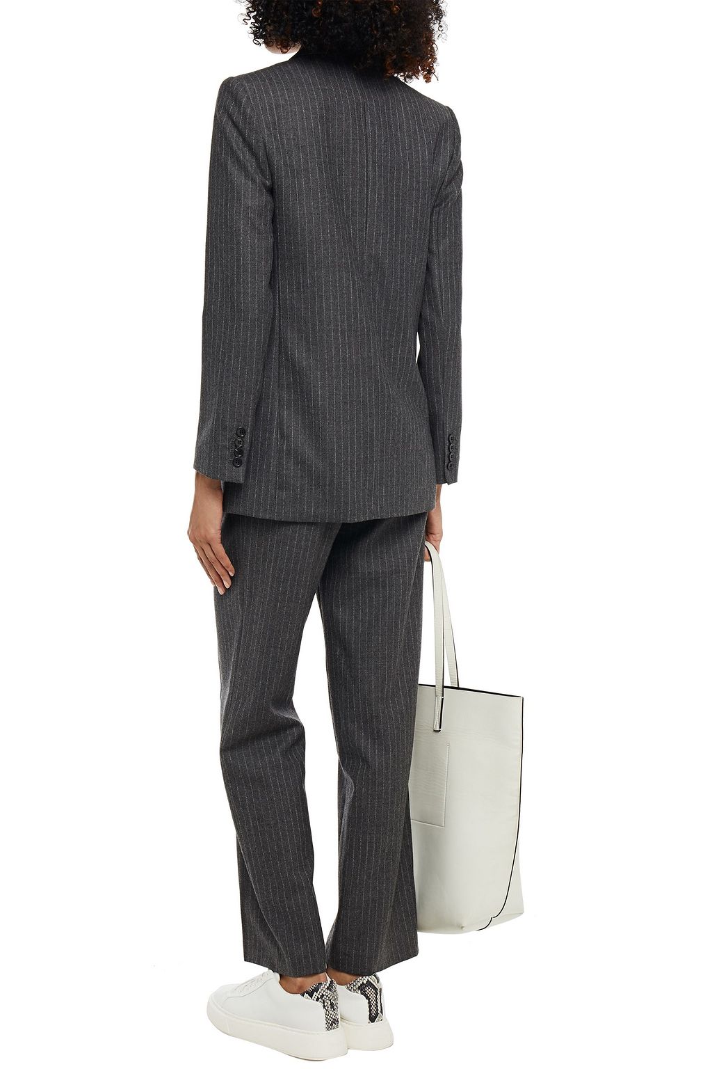 MAJE Double-breasted pinstriped wool and cashmere-blend blazer