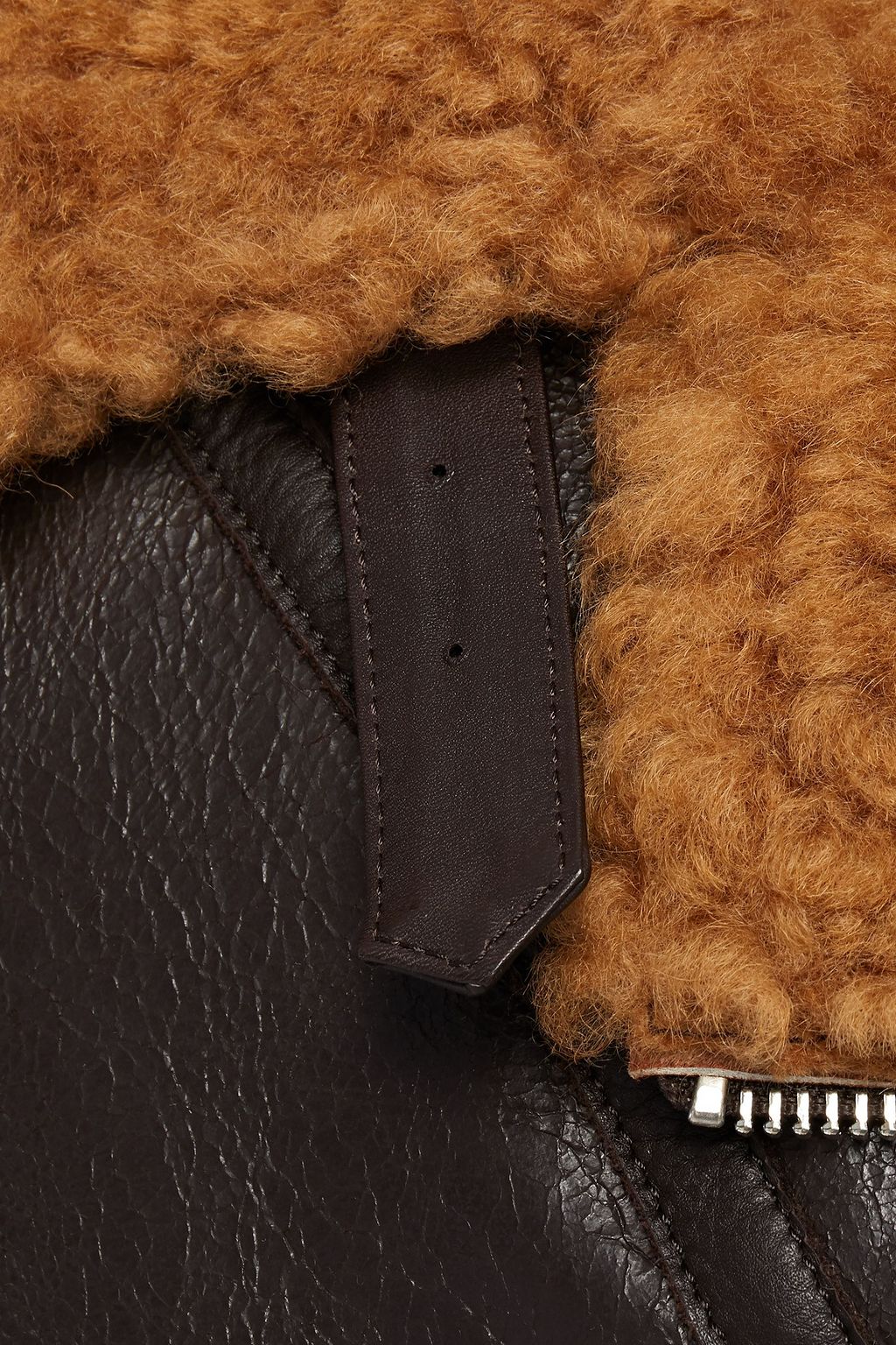 CLAUDIE PIERLOT Shearling-lined cracked-\leather jacket