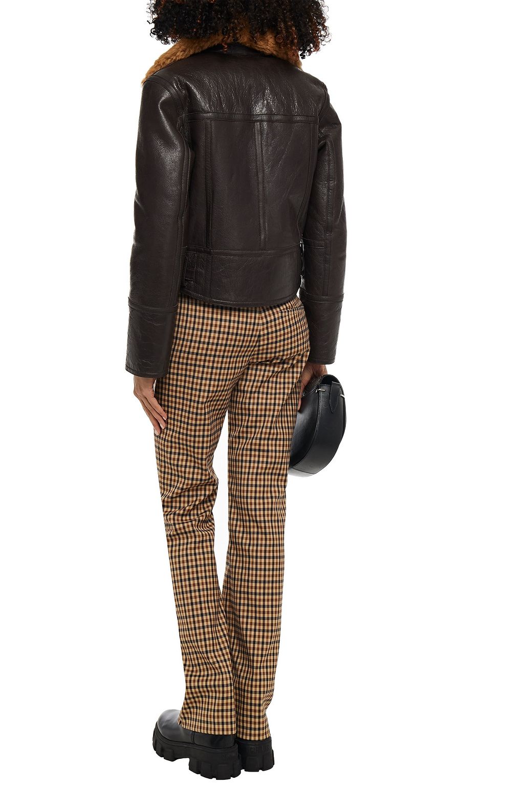 CLAUDIE PIERLOT Shearling-lined cracked-\leather jacket