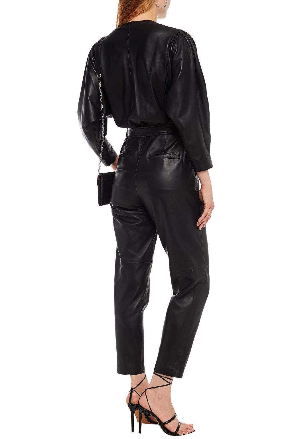 IRO Healy belted leather jumpsuit