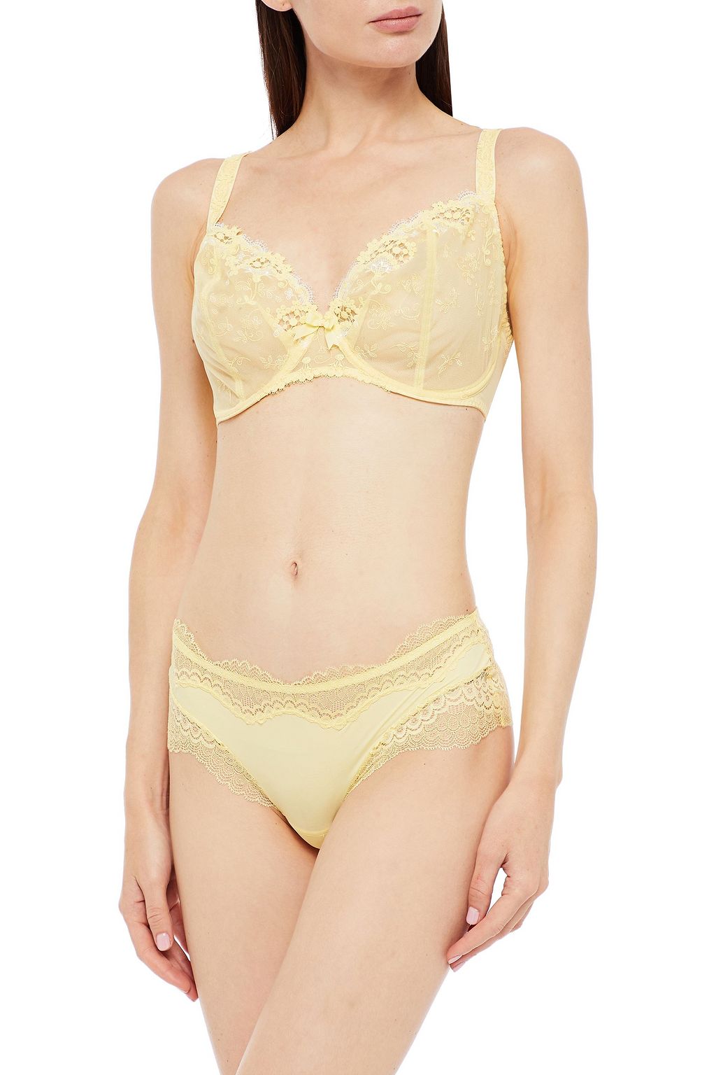 SIMONE PÉRÈLE Scalloped stretch-jersey and lace low-rise briefs