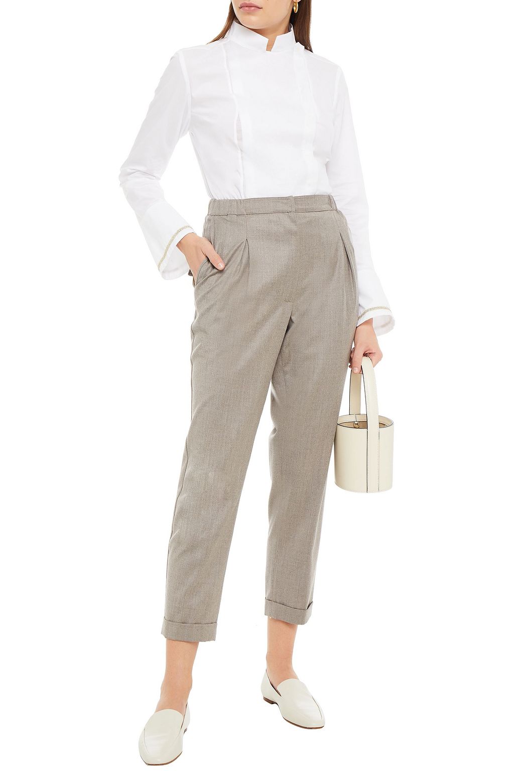 GENTRYPORTOFINO Cropped wool tapered pants