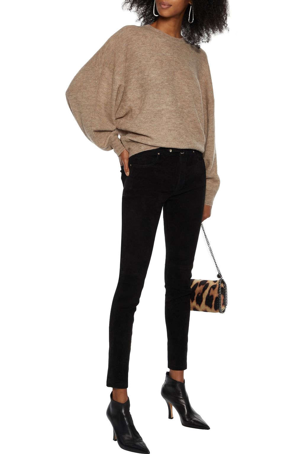 IRO Simer buckle-detailed suede skinny pants