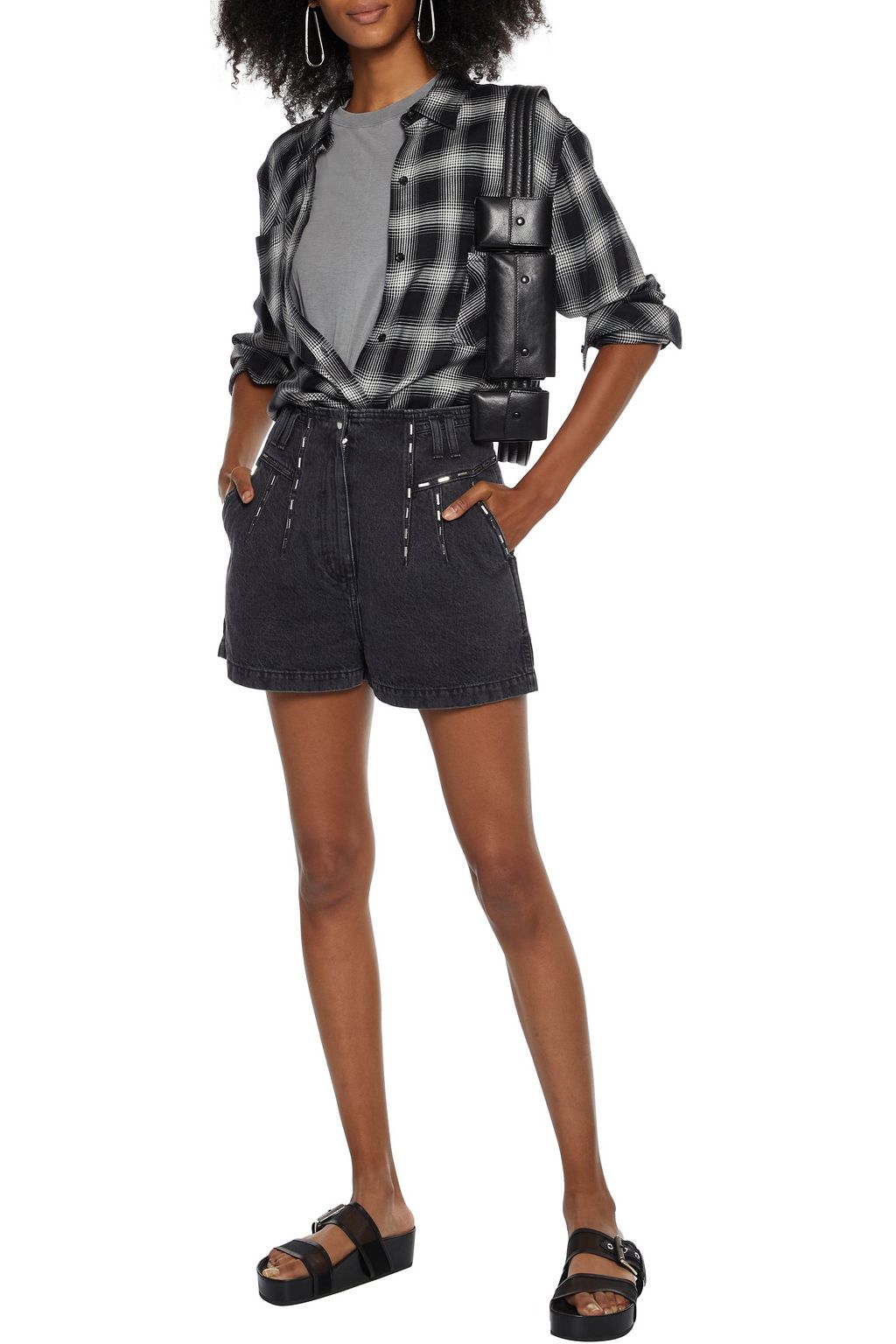 IRO Barra studded denim shorts