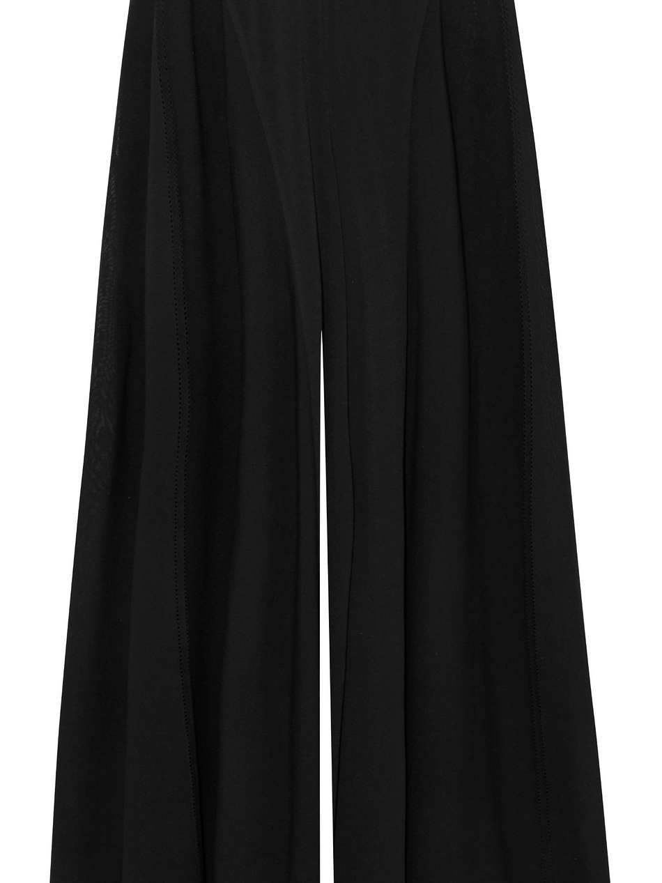 open and stretch-knit wide-leg pants