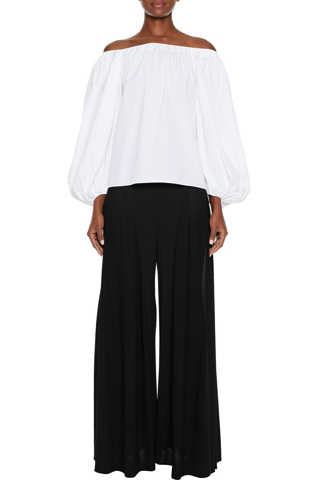 ALAÏA Open and stretch-knit wide-leg pants