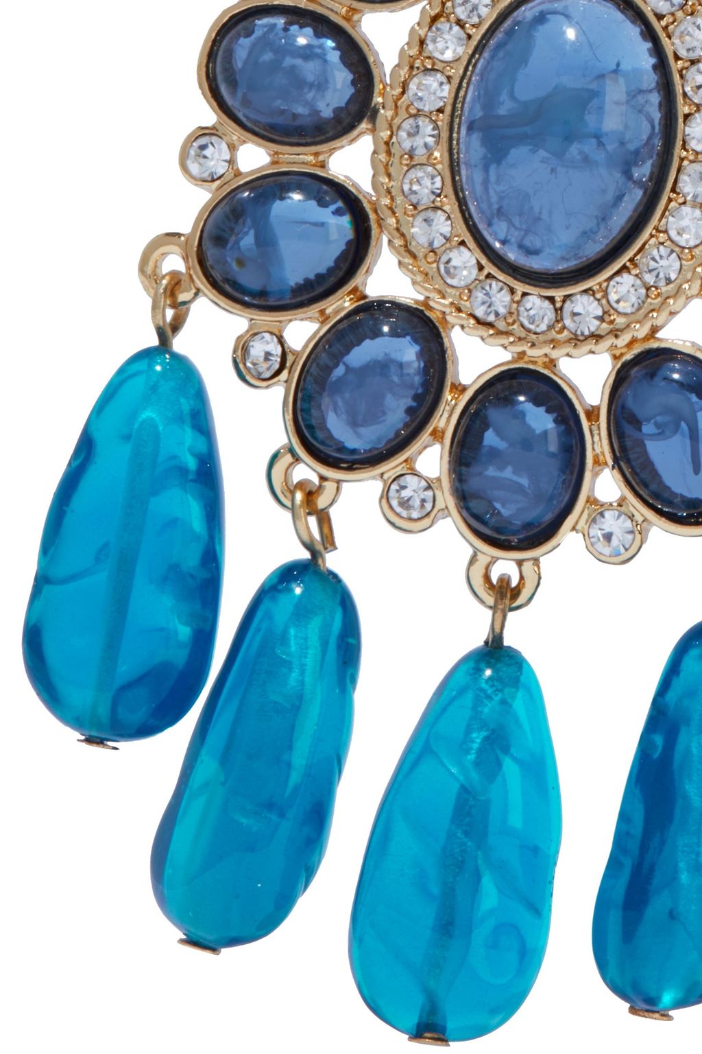 KENNETH JAY LANE Gold-tone, crystal and resin clip earrings