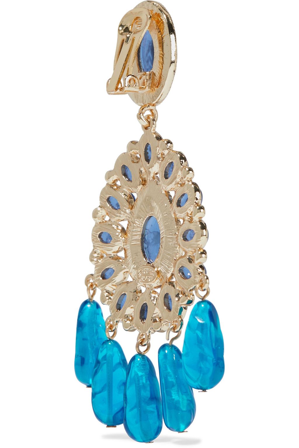 KENNETH JAY LANE Gold-tone, crystal and resin clip earrings