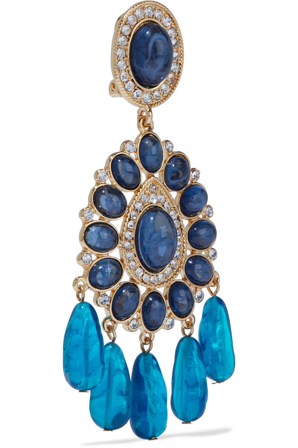 KENNETH JAY LANE Gold-tone, crystal and resin clip earrings