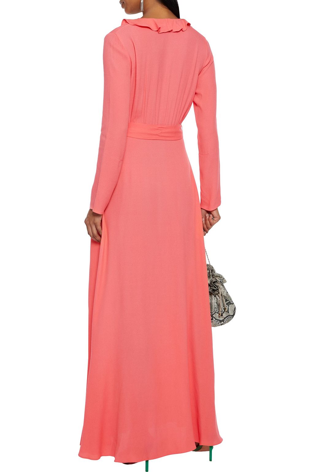 GOAT Hollywood ruffle-trimmed crepe maxi wrap dress