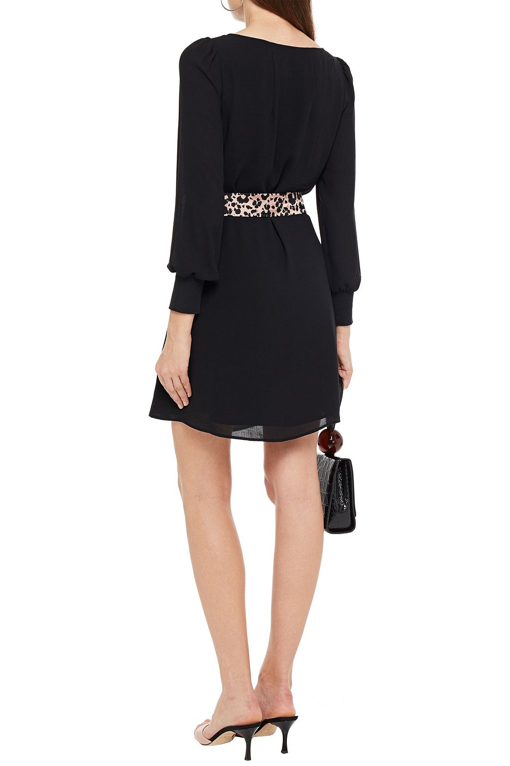 CLAUDIE PIERLOT Leopard-print satin-trimmed crepe mini dress