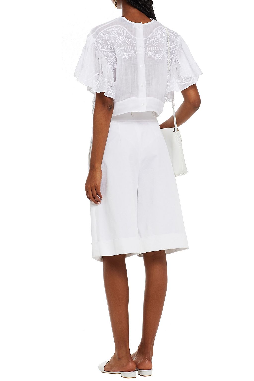 IRO Kirie cropped embroidered ramie top