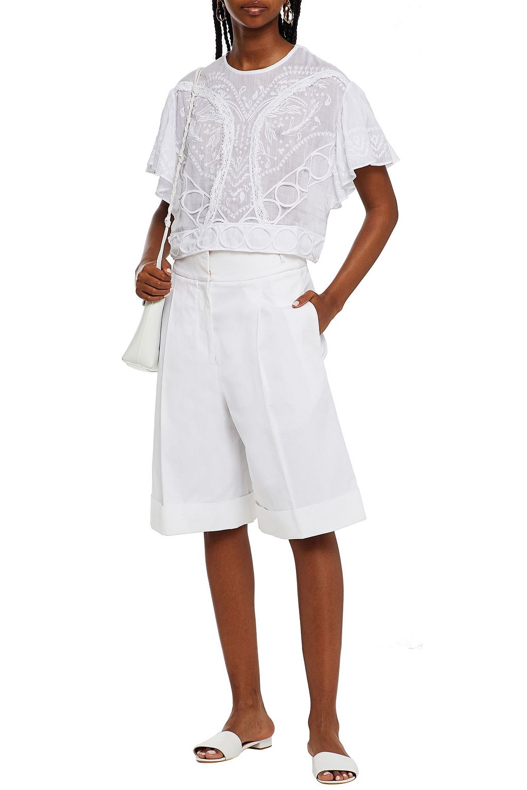 IRO Kirie cropped embroidered ramie top