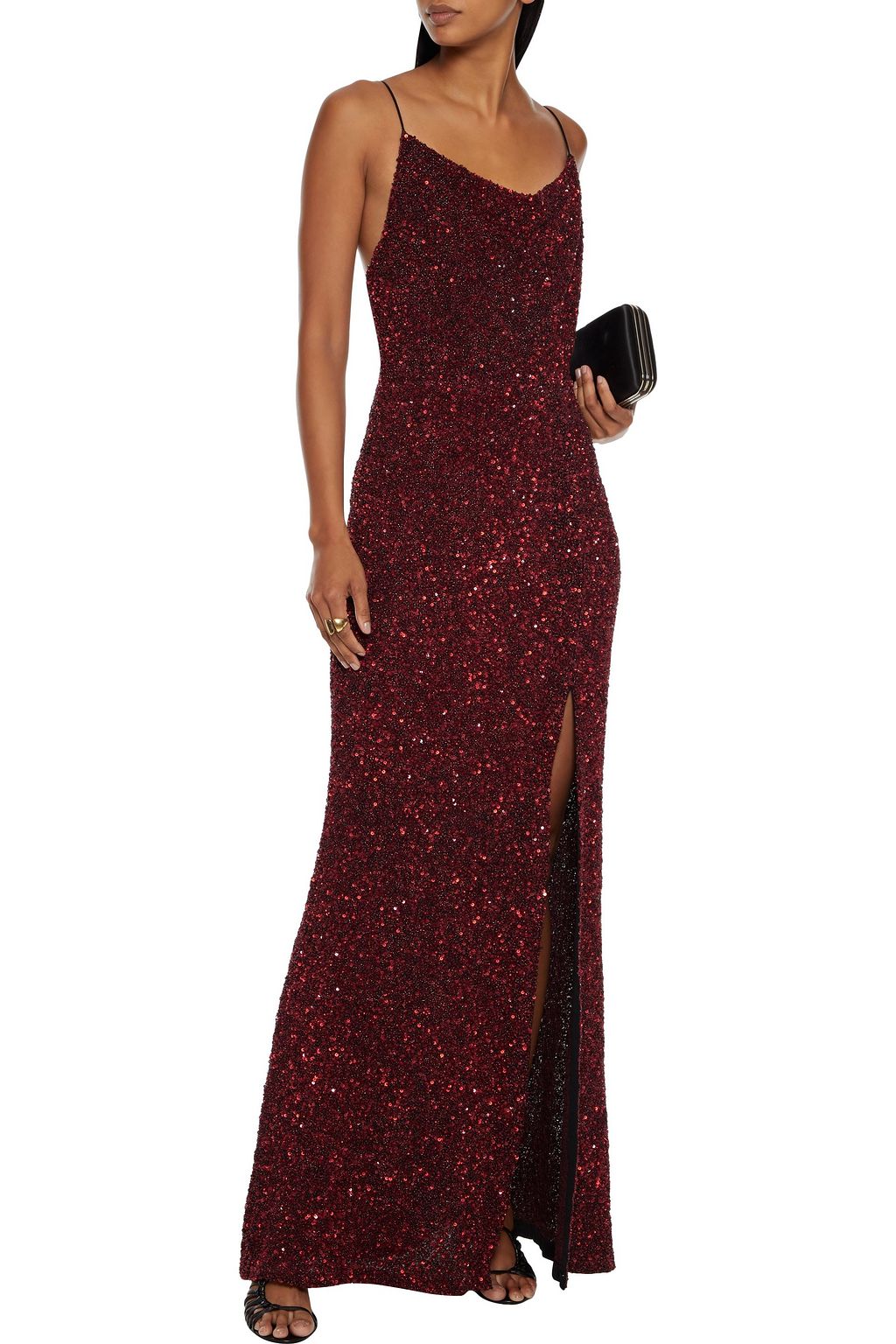 ALICE + OLIVIA Diana split-front sequined tulle gown
