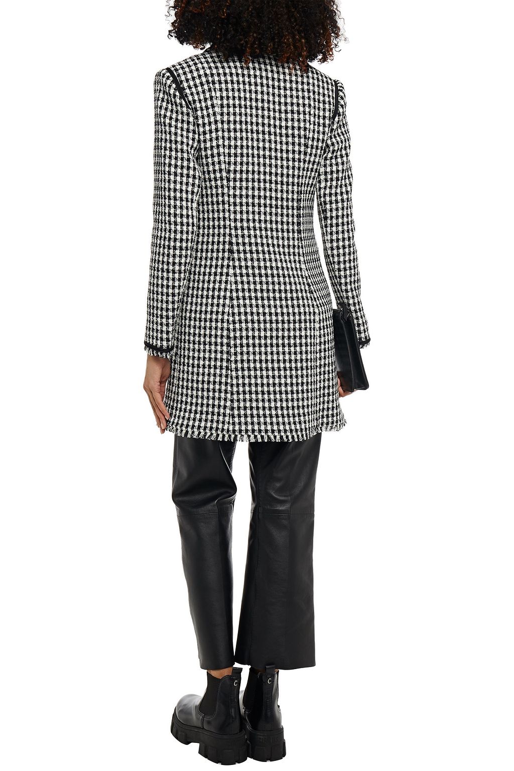 CLAUDIE PIERLOT Double-breasted houndstooth cotton-blend tweed mini dress