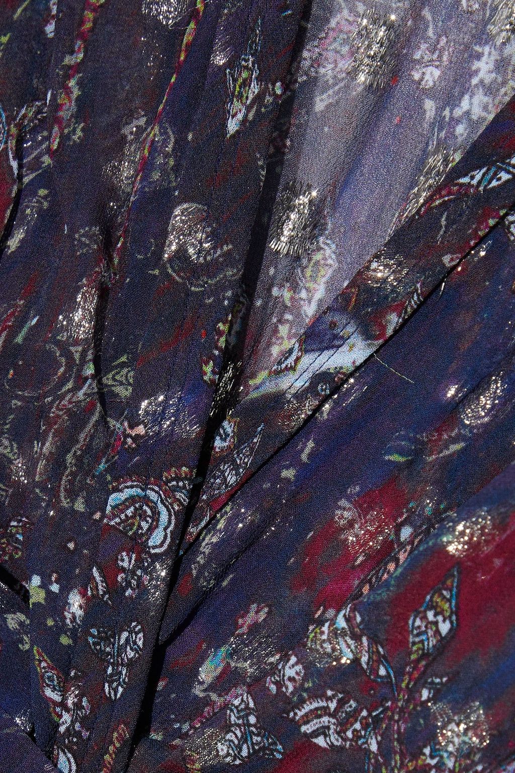 IRO Ariakespe asymmetrisches Minikleid aus Chiffon mit Fil Coupé und Print