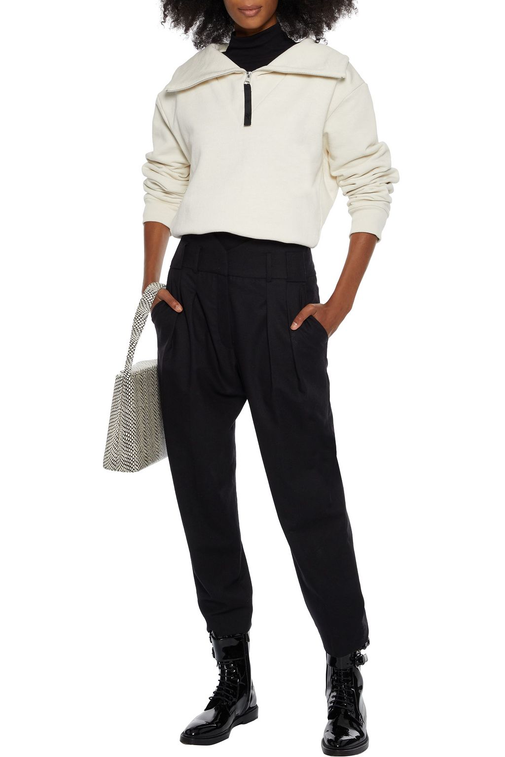 IRO Pepinea pleated wool-blend flannel tapered pants