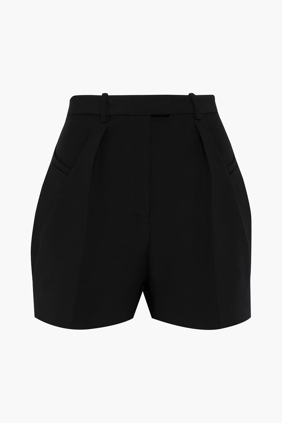 iro - optik pleated wool-blend crepe shorts - black - fr 40