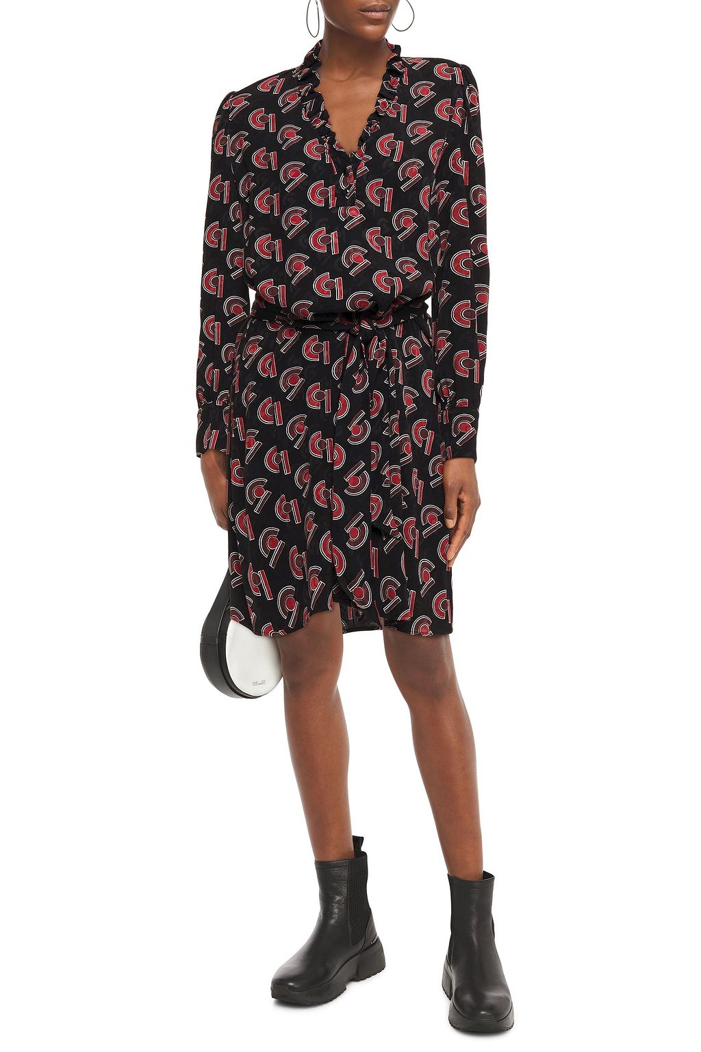 CLAUDIE PIERLOT Rumba ruffled printed jacquard dress
