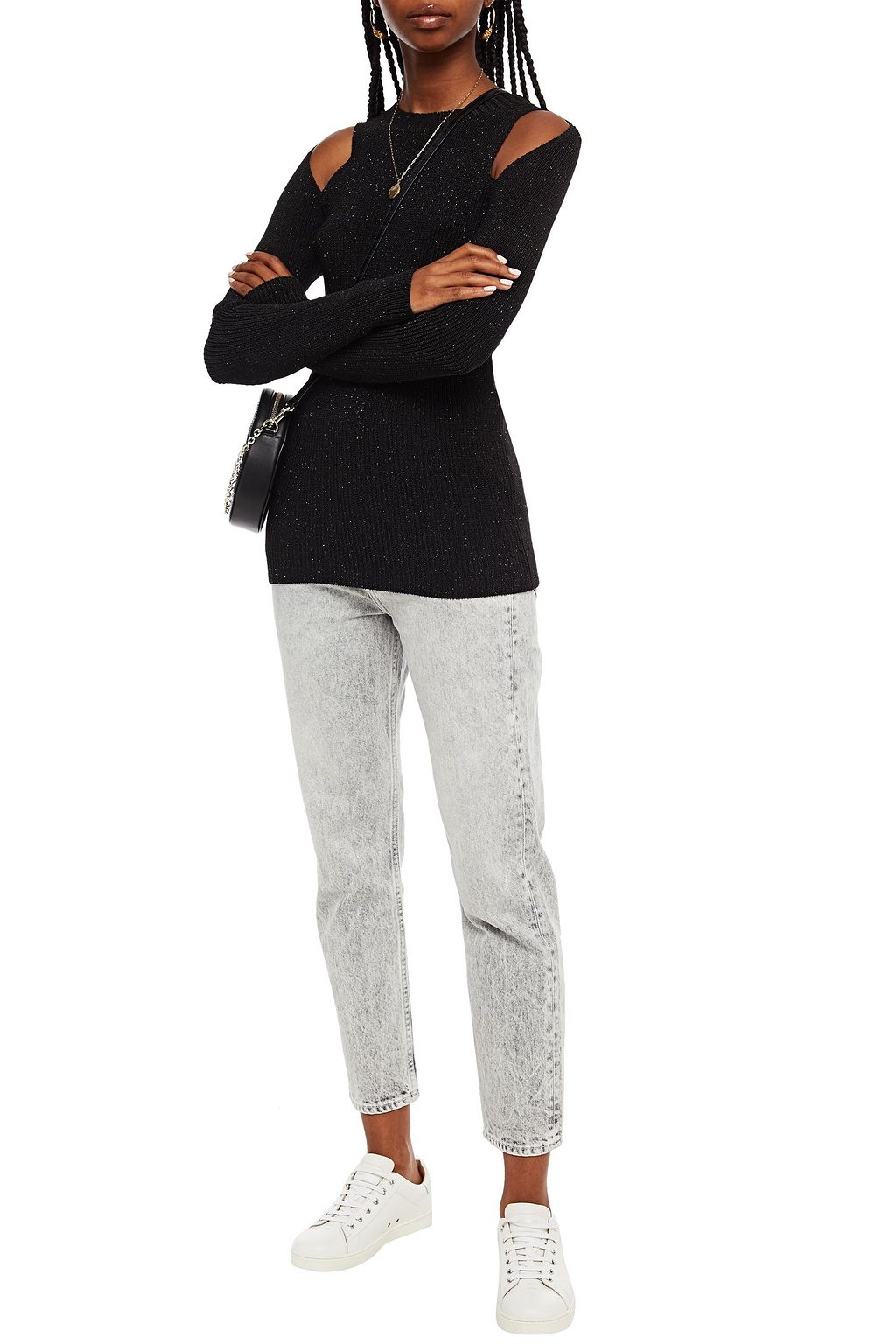 SEE BY CHLOÉ Cutout metallic knitted sweater