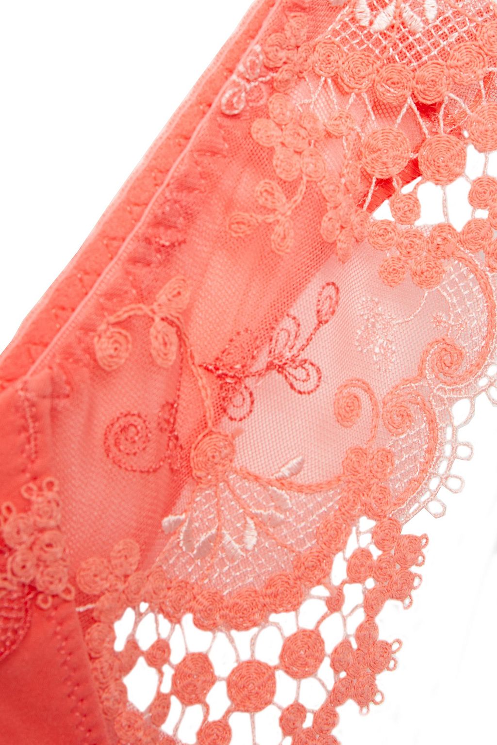 SIMONE PÉRÈLE Picot-trimmed embroidered tulle and jacquard low-rise thong