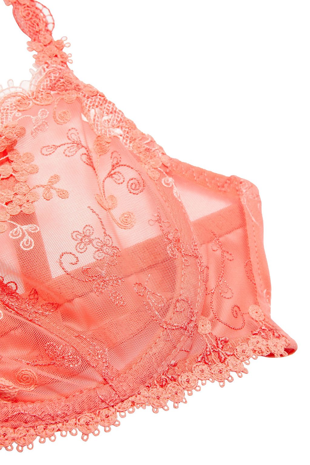 SIMONE PÉRÈLE Lace-trimmed embroidered tulle underwired bra