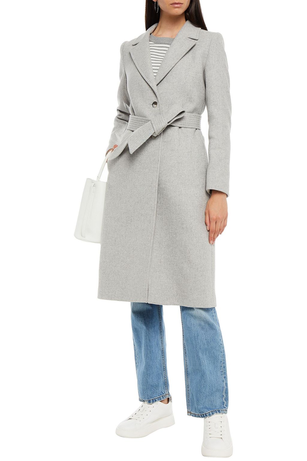 CLAUDIE PIERLOT Belted wool-blend felt coat