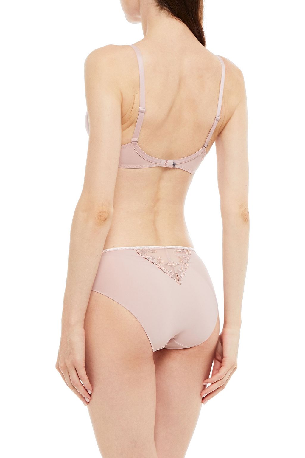 SIMONE PÉRÈLE Embroidered tulle-trimmed stretch-jersey mid-rise briefs